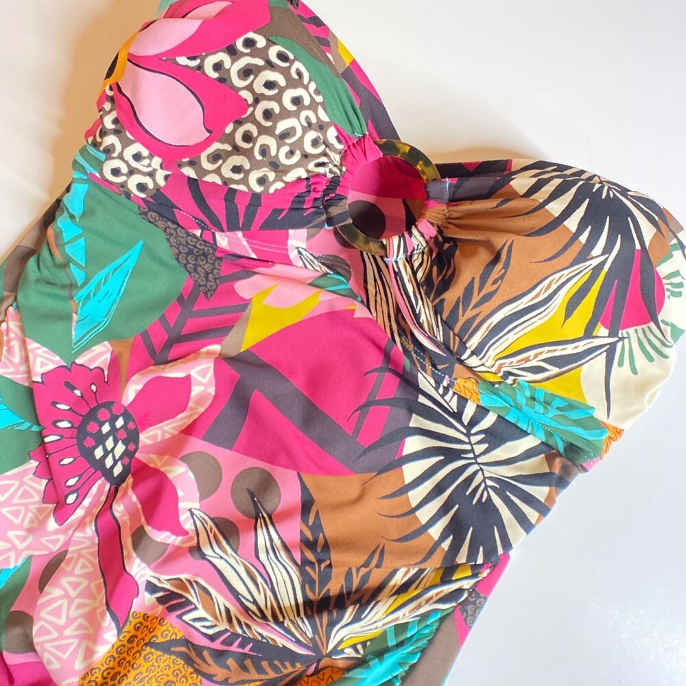 NWT Bleu Rod Beattie Women's Strapless Floral Print Bikini Top, Size 6 - Picture 2 of 9